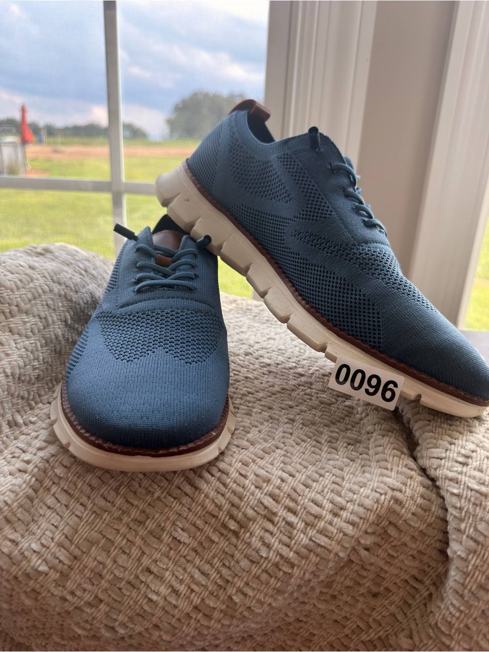 Men's Knit Derby Oxfords in Blue - Lightweight Comfort
